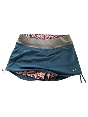 Nike Dri-FIT Teal Running Skort Peach Leopard Print Shorts Small Like New